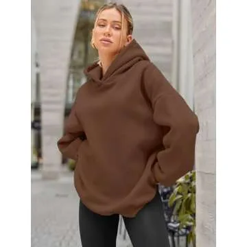 EFAN Womens Oversized Hoodies Sweatshirts Fleece Hooded Pullover Tops Sweaters Casual Comfy Fall Fashion Outfits Clothes 2025 Brown S