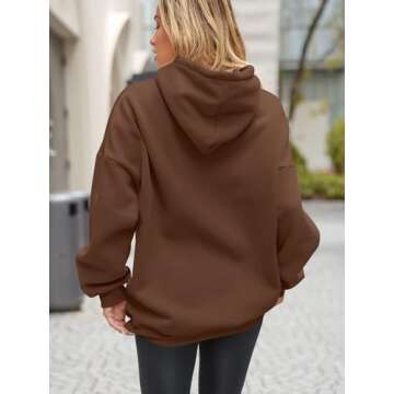 EFAN Womens Oversized Hoodies Sweatshirts Fleece Hooded Pullover Tops Sweaters Casual Comfy Fall Fashion Outfits Clothes 2025 Brown S