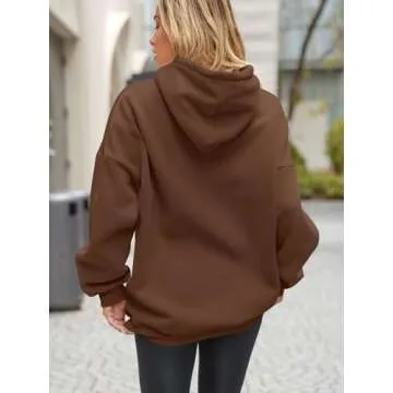 EFAN Womens Oversized Hoodies Sweatshirts Fleece Hooded Pullover Tops Sweaters Casual Comfy Fall Fashion Outfits Clothes 2025 Brown S