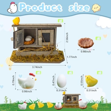 Enchanting Hiawbon Miniature Chicken Coop Set for Fairy Gardens