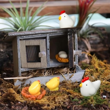 Enchanting Hiawbon Miniature Chicken Coop Set for Fairy Gardens
