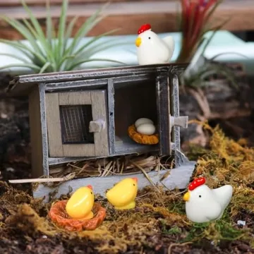 Enchanting Hiawbon Miniature Chicken Coop Set for Fairy Gardens