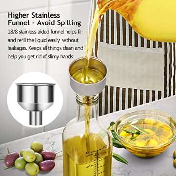 AOZITA [2 PACK] 17 oz Glass Olive Oil Dispenser Bottle Set - 500ml Clear Oil & Vinegar Cruet Bottle with Pourers, Funnel and Labels - Olive Oil Carafe Decanter for Kitchen