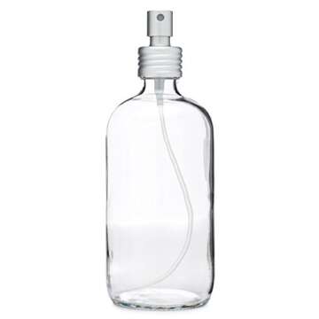 Rail19 Apothecary Glass Mist Bottle - Metal Aluminum Nozzle, 8oz (Clear)