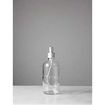 Rail19 Apothecary Glass Mist Bottle - Metal Aluminum Nozzle, 8oz (Clear)