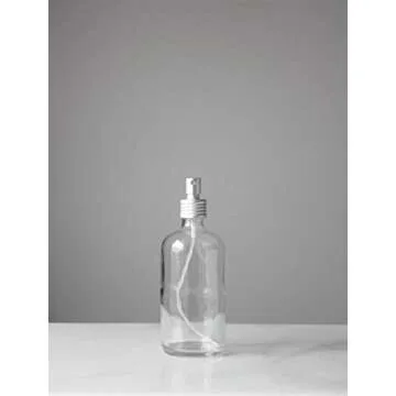 Rail19 Apothecary Glass Mist Bottle - Metal Aluminum Nozzle, 8oz (Clear)