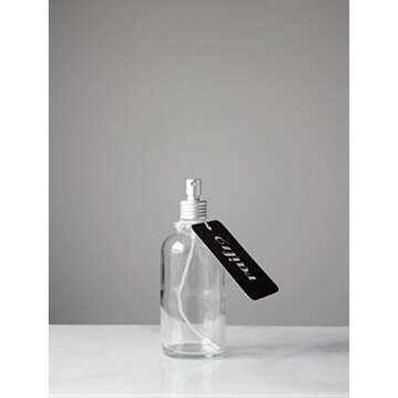 Rail19 Apothecary Glass Mist Bottle - Metal Aluminum Nozzle, 8oz (Clear)
