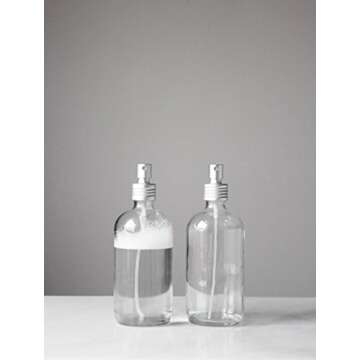 Rail19 Apothecary Glass Mist Bottle - Metal Aluminum Nozzle, 8oz (Clear)