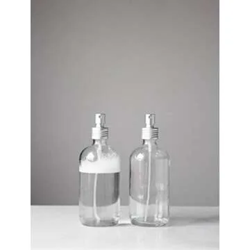 Rail19 Apothecary Glass Mist Bottle - Metal Aluminum Nozzle, 8oz (Clear)