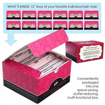 Elegant Lashes Trio Flare - X-SHORT Black Individual Lashes (Pro Dozen Pack - 12 Trays)