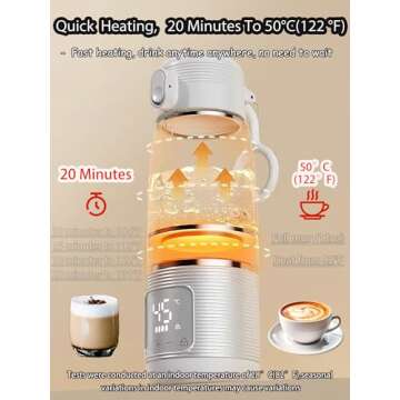 LEQOS Electric Heated Coffee Mug Rechargeable Smart Temperature Control Mug for Travel 12 Oz Self Heating Coffee Mug Warming Coffee Mug Heated Travel Mug With 8-12H Battery Life (White, 12OZ)