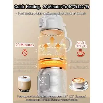 LEQOS Electric Heated Coffee Mug Rechargeable Smart Temperature Control Mug for Travel 12 Oz Self Heating Coffee Mug Warming Coffee Mug Heated Travel Mug With 8-12H Battery Life (White, 12OZ)