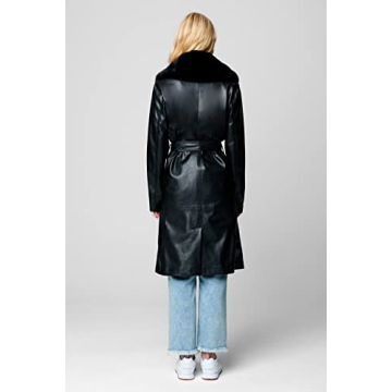 Luxury Vegan Leather Faux Fur Trench Coat for Women