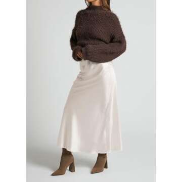 VividMosaic Satin High Waisted Maxi Skirt for Women