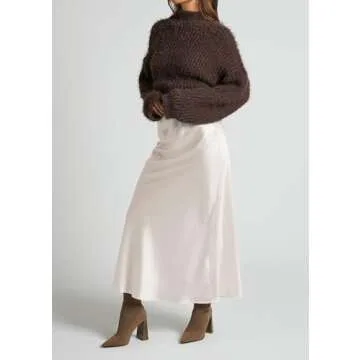 VividMosaic Satin High Waisted Maxi Skirt for Women