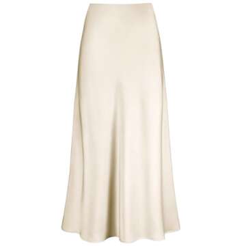 VividMosaic Satin High Waisted Maxi Skirt for Women