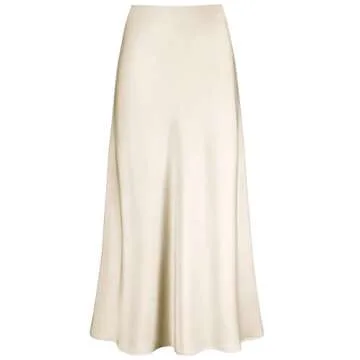 VividMosaic Satin High Waisted Maxi Skirt for Women