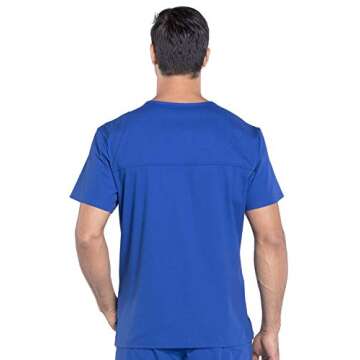 Cherokee Scrubs for Men V-Neck Top, Workwear Professionals Soft Stretch WW675, L, Galaxy Blue