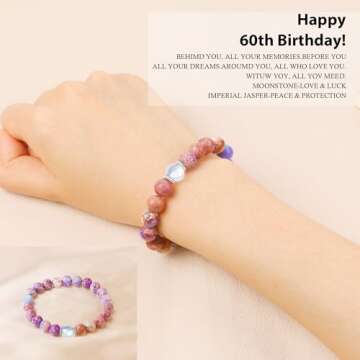 Sereney 60th Birthday Gifts for Women, Natural Stone Bracelet with Moonstone as 60 Year Old Birthday...