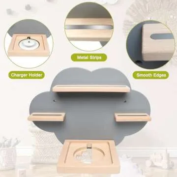 OPERMAXER for TonieBox and for Tonie Shelf Cloud, Tonies Storage for Tonie Figures Characters, Floating Shelves Magnetic Wall Shelf for Children Play Room, Charging Station, Grey（3 Pcs）