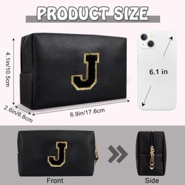 Personalized Preppy Small Travel Makeup Bag - Cute Chenille Letter Design