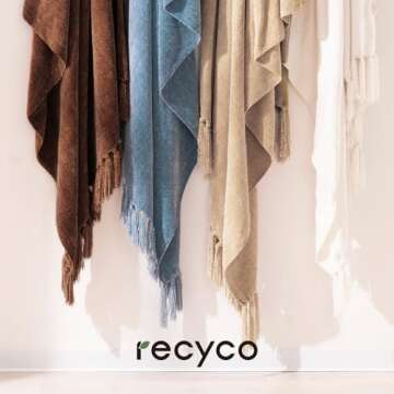 Soft Cozy Chenille Throw Blanket with Fringe Tassel