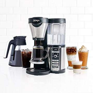 Ninja Coffee Bar with Glass Carafe and Auto-iQ One Touch Intelligence - CF080 (Renewed)