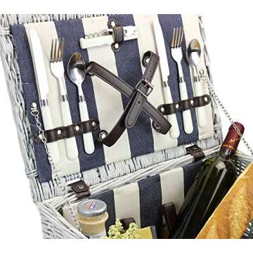 Stylish Picnic Basket for Two with Accessories and Blanket