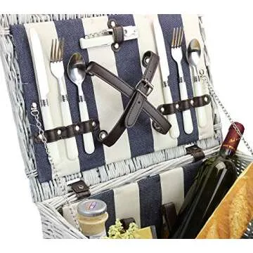 Stylish Picnic Basket for Two with Accessories and Blanket