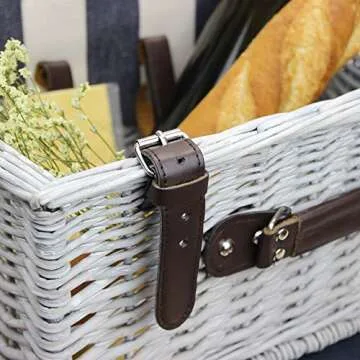 Stylish Picnic Basket for Two with Accessories and Blanket