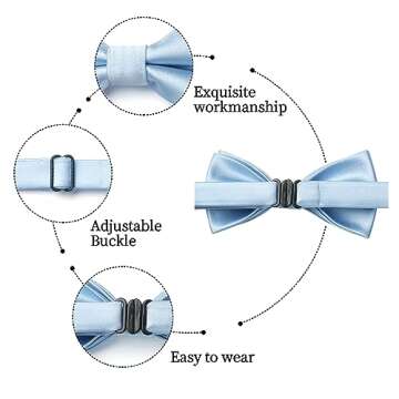 HISDERN Boys Bow Tie Pre Tied Adjustable Clip On
