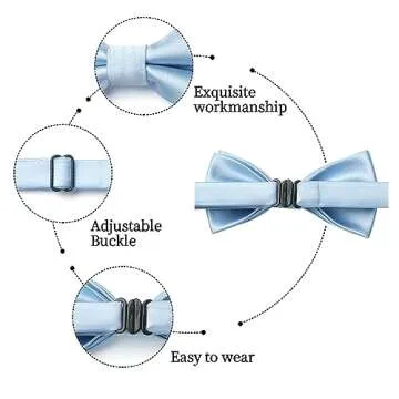 HISDERN Boys Bow Tie Pre Tied Adjustable Clip On