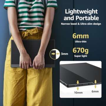 cocopar Portable Monitor 15.6 Inch 1080P Travel Monitor with Speaker HDMI USB-C External Monitor for Laptop MacBook Surface PC Xbox PS4/5, with Cover Stand VESA