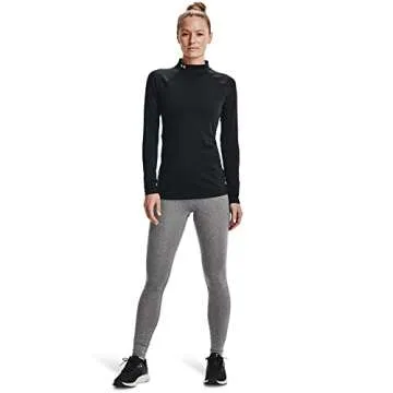 Under Armour Womens Authentics Mock Neck T-Shirt, Black (001)/White, X-Small