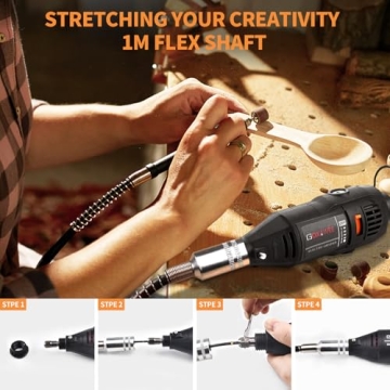 GOXAWEE Rotary Tool Kit - 140pcs with Flex Shaft & Speed Control