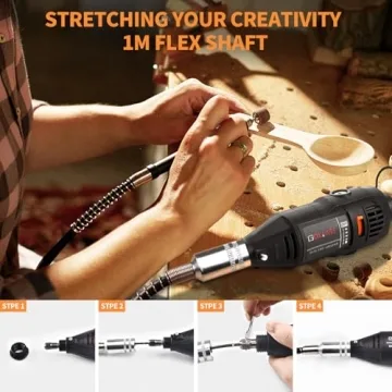 GOXAWEE Rotary Tool Kit - 140pcs with Flex Shaft & Speed Control