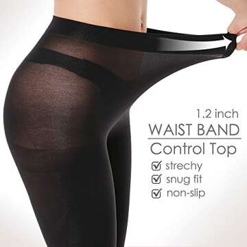 G&Y 2 Pairs Semi Opaque Tights for Women - 40D Microfiber Control Top Pantyhose(XL, Black & Burgandy...