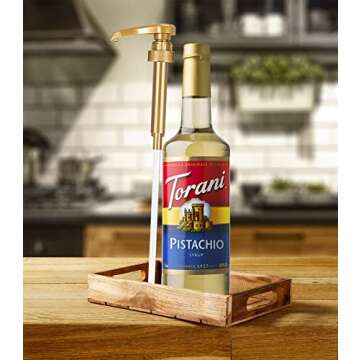 Pistachio Syrup for Coffee, 25.4 Ounces Torani with Little Squirt Syrup Pump