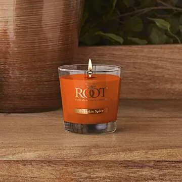 Root Candles Fall Scented Candles Honeycomb Veriglass Premium Handcrafted Beeswax Blend Candle, Small, Pumpkin Spice