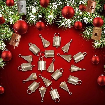 DIYANA IMPEX Vintage Indian Tin Bells Rustic Chime Vintage Jingle Bell Cow Bells Christmas Tree Crafts Decoration lot 20 Pc (Gold)