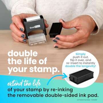 ExcelMark Custom Stamp – Clear & Crisp Impressions – Personalized Self-Inking Rubber Stamp – Use for Address Stamp and More (Small)