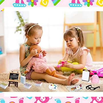 Chalyna Zomiboo 14 Pcs Mini Doll School Supplies Miniature Dollhouse Stuff Accessories for 11.5 Inch Doll DIY Toy Set Include Miniature Book Backpack Glasses Blackboard Pencil Ruler(Chic Style)