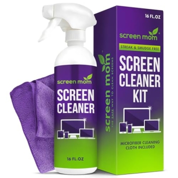 Screen Mom Screen Cleaner Spray and Microfiber Cloth 16oz - Streak-Free Cleaning for TVs, Laptops, a...