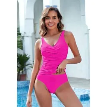Pink Queen Tankini for Women Tummy Control Swimsuit Style