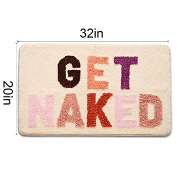 Get Naked Bath Mat, Non Slip Absorbent Rainbow Letters Funny Bathroom Mat, Machine Washable Quickly ...