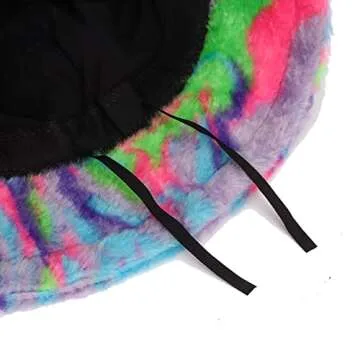 Fuzzy Dyed Bucket Hat for Women Furry Fur Bucket Hat Winter Warm Plush Fisherman Fluffy Sherpa Bucket Hat