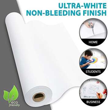 2 Pack - White Kraft Paper Roll 17.75” x 100’ Each (200ft Total) Premium Thick 50 lb Paper for Easel Drawing, DIY Painting, Arts and Crafts Projects, or Gift Wrapping, Non-Yellowing, Made in USA