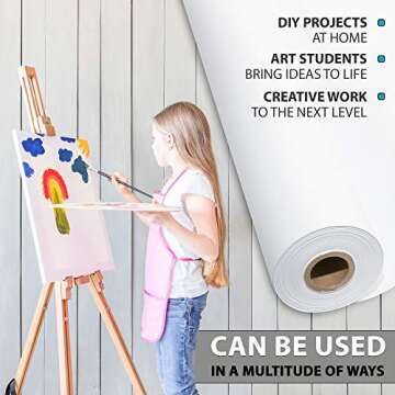 2 Pack - White Kraft Paper Roll 17.75” x 100’ Each (200ft Total) Premium Thick 50 lb Paper for Easel Drawing, DIY Painting, Arts and Crafts Projects, or Gift Wrapping, Non-Yellowing, Made in USA