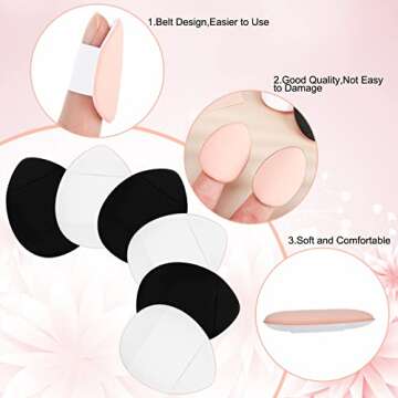 Ferraycle 48 Pcs Finger Powder Puff Mini Makeup Triangle Puff Foundation, Face Powder, Under Eye Setting, Concealer, Repair Cream, Cosmetic Tool(Black, White)