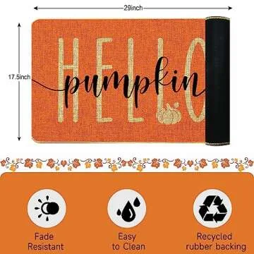 Hello Pumpkin Door Mat Welcome Decorative, Autumn Thanksiving Pumpkin Farmhouse Outdoor Indoor Patio...